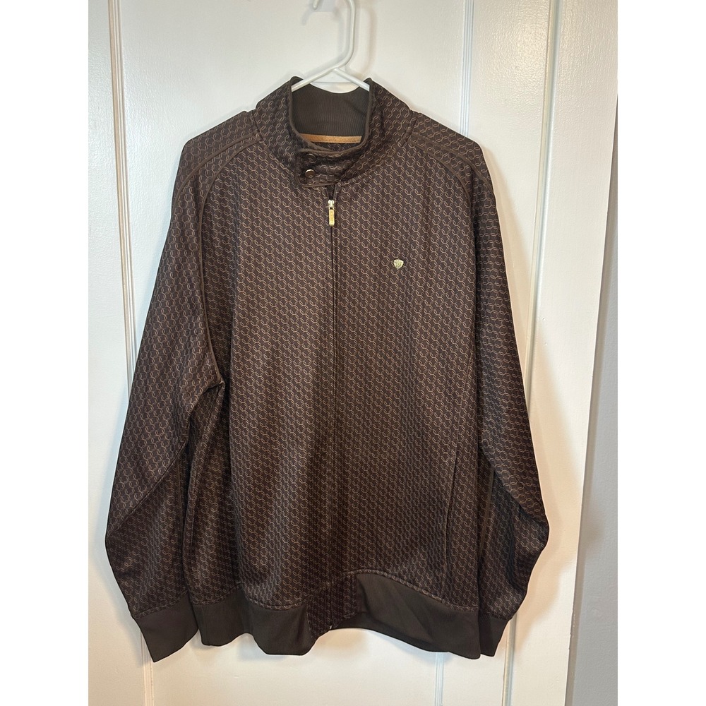 Vintage Hip Hop Enyce Clothing Company Men's Zip Up Brown ‎ & Gold Jacket 2XL